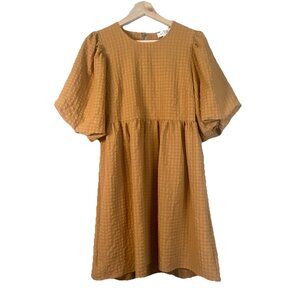 Mable Dress Puff Sleeve Tiered Mustard Gold Cotton Cottagecore Mini Size Medium‎